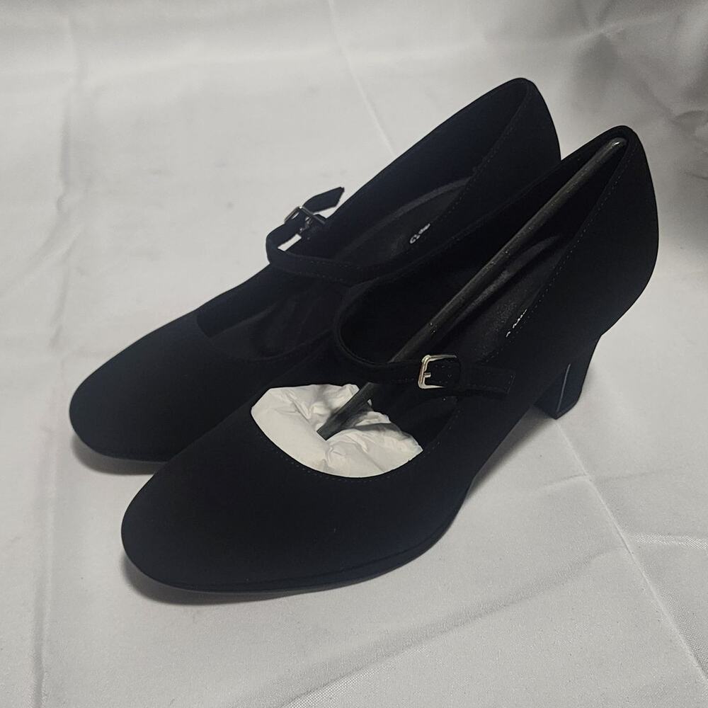 Easy Street Zest Womens Black Lamy Mary Jane Block Heel Pumps 11 W